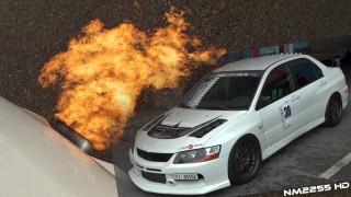 500HP Lancer EVO 9 Tanabe Exhaust OnBoard and Flames!