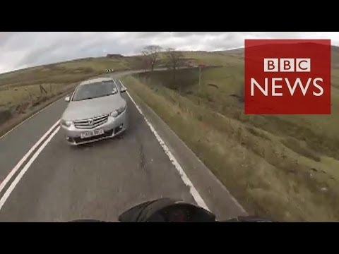 Incredible escape: Biker’s camera shows high speed crash – BBC News