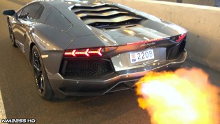 Lamborghini Aventador Shooting HUGE Flames!!