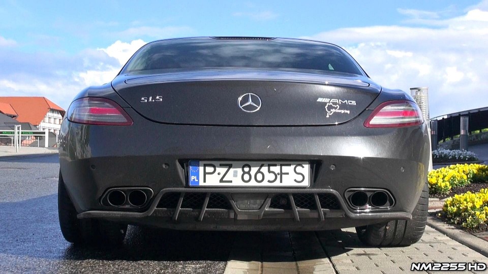 Mercedes SLS AMG with Akrapovic Exhaust LOUD Revs and Sound