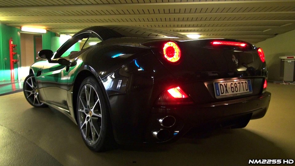 Revving a Ferrari California in Close Parking Garage