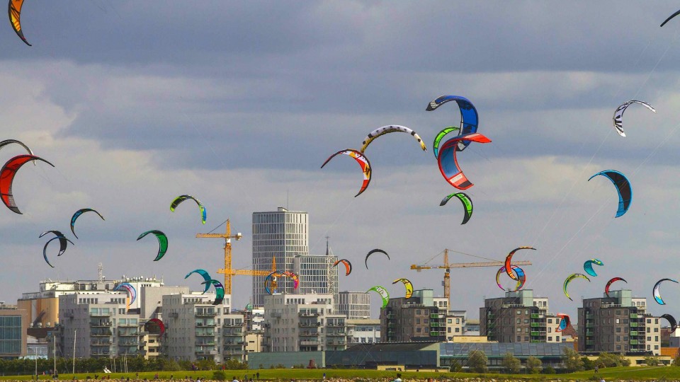 Open ocean kiteboarding competition in Sweden