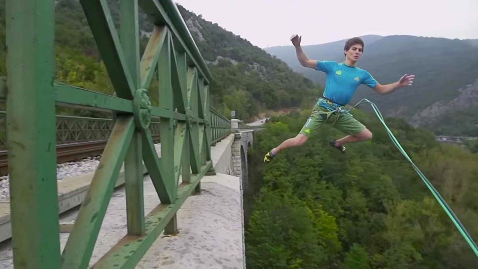 Domen Skofic Climbs and Jumps Off the Solkan Bridge