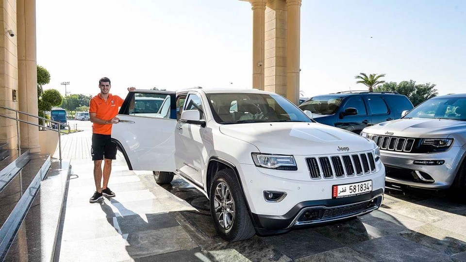 Doha: Morata all’allenamento con Jeep – Doha: Morata travels to training in a Jeep