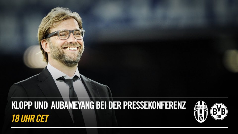 Pressekonferenz mit Klopp und Aubameyang vorm Spiel Juventus gegen Borussia Dortmund